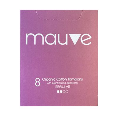 Mauve Organic Cotton Tampons Unscented- Plant-Based Applicator, Easy Insertion, Chlorine-Free, Non-Toxic, with Leak Protection- Regular Absorbency 8 Count (Pack of 3)