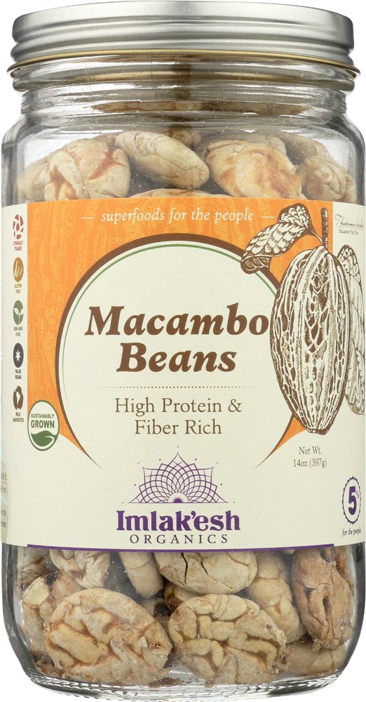 Imlak'esh Organics Macambo Beans Cacao Flavor, Snackable Super Nuts, Gluten Free, Peanut Free, Tree Nut Free, Dairy Free, Soy Free, 14 Ounce (Pack of 6)