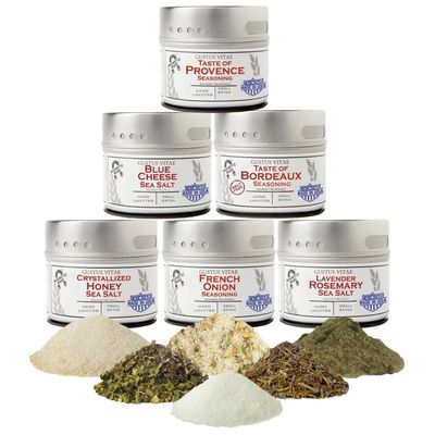 French Seasoning Gift Set | Tastes of France | Artisanal Spice Blends Six Pack | Non GMO, All Natural | No MSG, Gluten, Soy, Nuts | Small Batch, Hand Made Seasonings | No Artificial Ingredients, Ultra Premium | Made in USA | GLP-1 Friendly | Magnetic