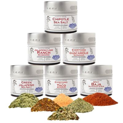 Mexican Seasoning Gift Set | Tastes of Mexico | Artisanal Spice Blends Six Pack | Non GMO, All Natural | No MSG, Gluten, Soy, Nuts | Small Batch, Hand Made Seasonings | No Artificial Ingredients, Ultra Premium | Made in USA | GLP-1 Friendly | Magneti
