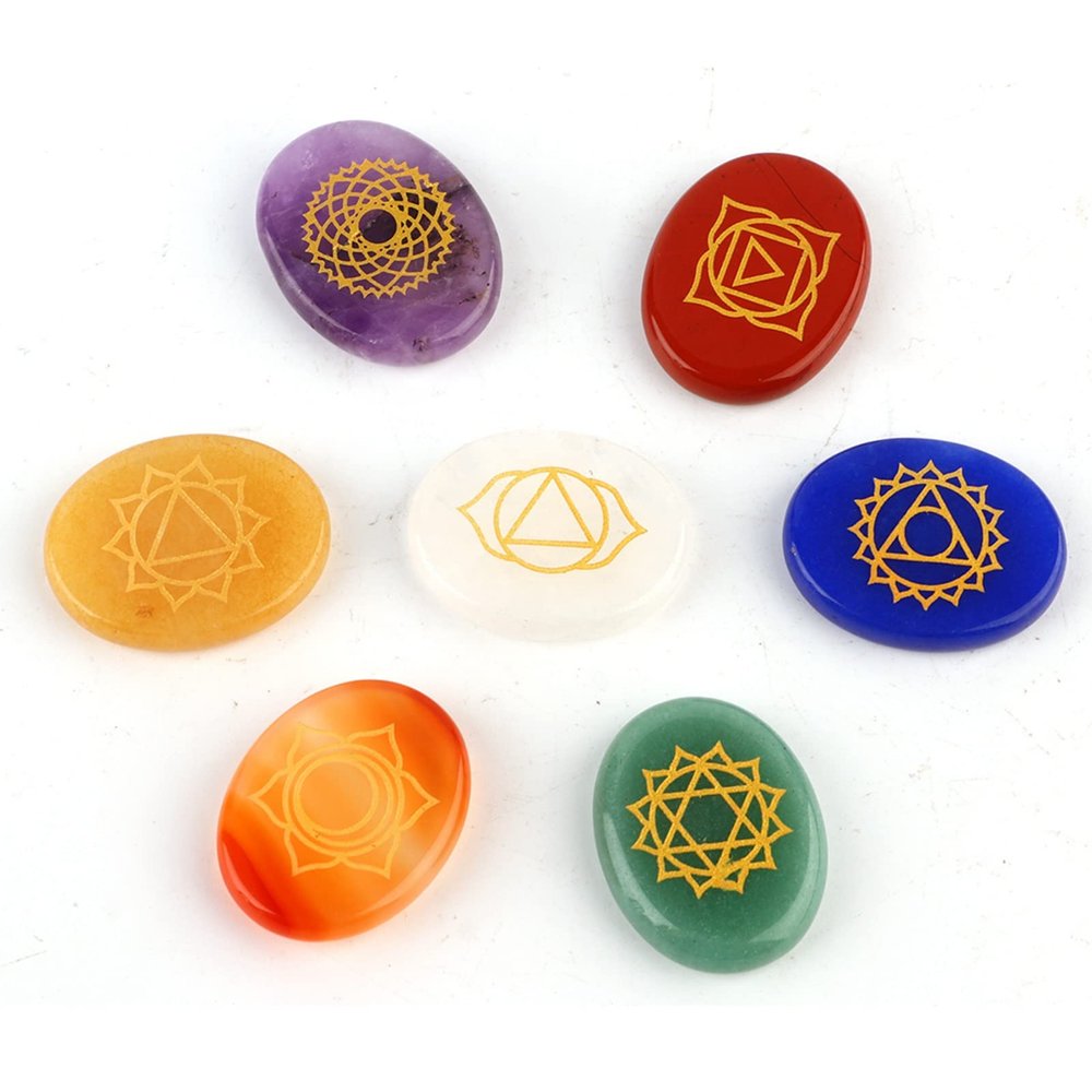 7Pcs Chakra Crystal Stones Natural Reiki Healing Crystals Gemstones, Healing Crystals, Polished Palm Stone, healing crystals chakra crystals