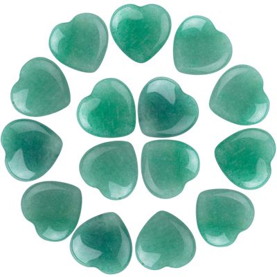 10 PCS Heart Green Aventurine Crystals, Natural Polished Green Aventurine Stone, Heart Love Carved Healing Crystal Worry Stone