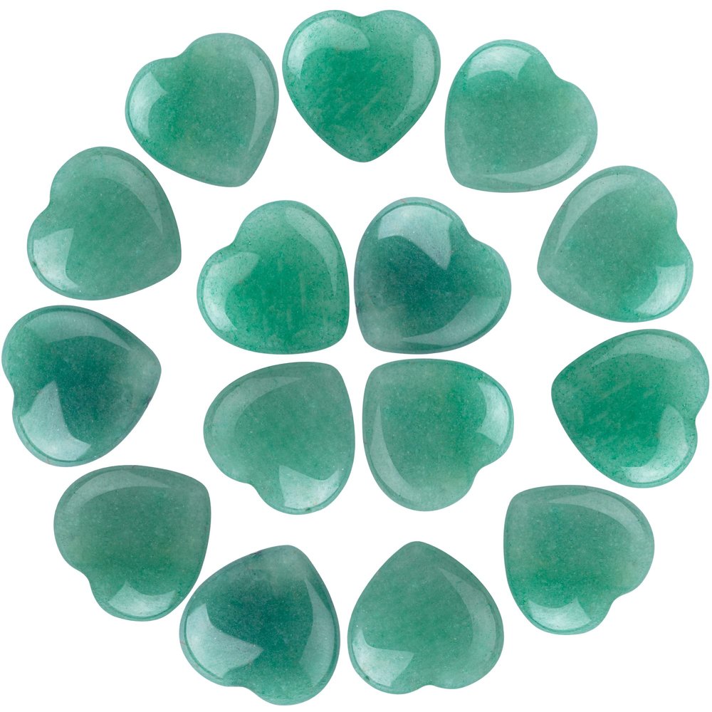 10 PCS Heart Green Aventurine Crystals, Natural Polished Green Aventurine Stone, Heart Love Carved Healing Crystal Worry Stone