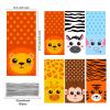 120 Pieces Jungle Safari Animal Party Treat Bags Candy Goodies Favor Gift Bags Animal Candy Bags for Jungle Safari Petting Zoo Farmhouse Theme Birthday Party Baby Shower Favor Supplies view 2