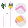 100pcs Coconut Tree Drinking Straws, Disposable Honeycomb Plastic Straws, Tropical Hawaiian Beach Cocktail Pool Luau Party Decorations Supplies view 2