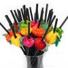 100pcs Fruit Drinking Straws, Disposable Honeycomb Plastic Straws, Tropical Hawaiian Beach Cocktail Pool Luau Party Decorations Supplies view 1