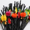100pcs Fruit Drinking Straws, Disposable Honeycomb Plastic Straws, Tropical Hawaiian Beach Cocktail Pool Luau Party Decorations Supplies view 4
