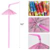 100pcs Umbrella Drinking Straws, Disposable Plastic Straws, Tropical Hawaiian Beach Cocktail Pool Luau Party Decorations Supplies view 2