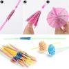 100pcs Umbrella Drinking Straws, Disposable Plastic Straws, Tropical Hawaiian Beach Cocktail Pool Luau Party Decorations Supplies view 3