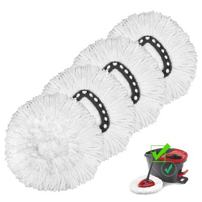 HiBaby 4 Pack Mop Head Replacement Compatible with O Cedar Mop Replace Head EasyWring 1-Tank, Microfiber Spin Mops Refills, Easy Cleaning