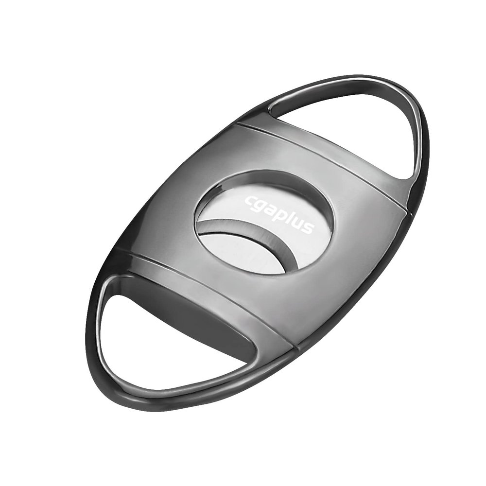 cgaplus Cigar Cutter Stainless Steel Double Blade Cigar Guillotine with Leather Pouch Cigar Cutter(Grey)