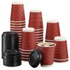 ELEGANT DISPOSABLES 50 Sets 12 oz Insulated Hot Coffee Cups with Lids, Burgundy Rippled Easy Grip Disposable Paper to go Cups view 1