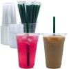 Aatriet 24 oz Clear Plastic Cups with Lids and STRAWS, Disposable Party Cups for To Go Iced Coffee Cold Drinks, Smoothie, Juice, Parfait, Frappuccino, Milkshake. No Leaking Fruit Cup, 25 Sets view 1
