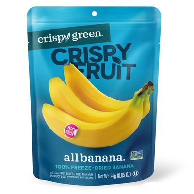 Crispy Green Natural Freeze-Dried Fruit, Banana Single-Serve, No Sugar Added, 0.85 Ounce (Pack of 12)