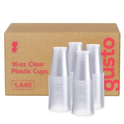 Comfy Package GUSTO Clear Plastic Cups [16 oz - Case of 1440] Disposable Cold Drinking Cups for Parties, Events, & Everyday Use - Crystal Clear, BPA-Free, Durable Polypropylene -(Formerly