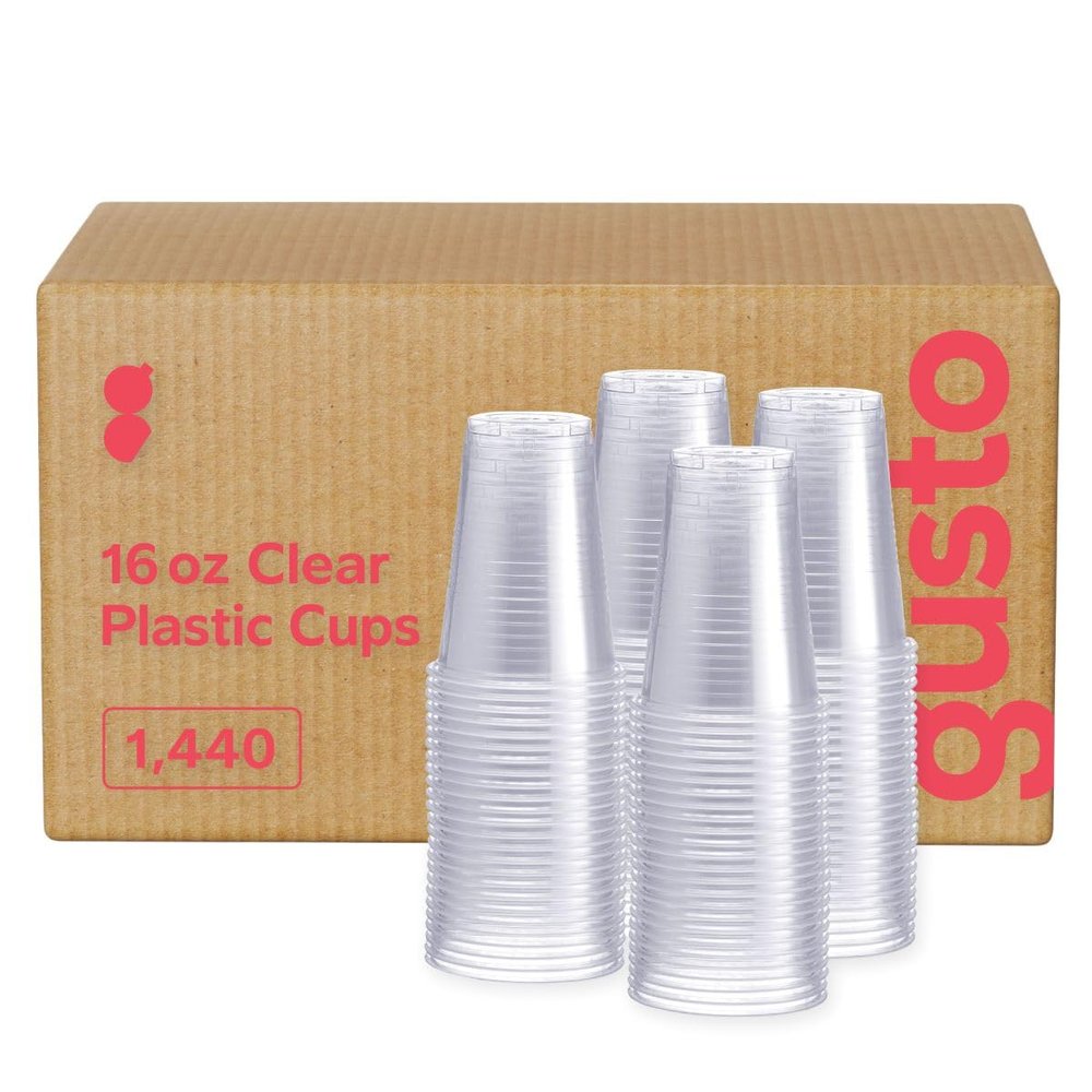 Comfy Package GUSTO Clear Plastic Cups [16 oz - Case of 1440] Disposable Cold Drinking Cups for Parties, Events, & Everyday Use - Crystal Clear, BPA-Free, Durable Polypropylene -(Formerly