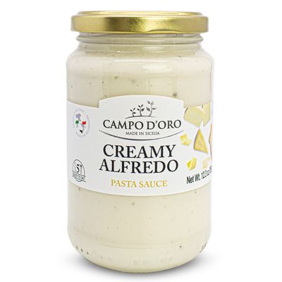CAMPO D'ORO - Creamy Alfredo Pasta Sauce, 12.3oz (350g), Fettuccine, Made with DOP Parmigiano Reggiano and Pecorino Romano Cheese