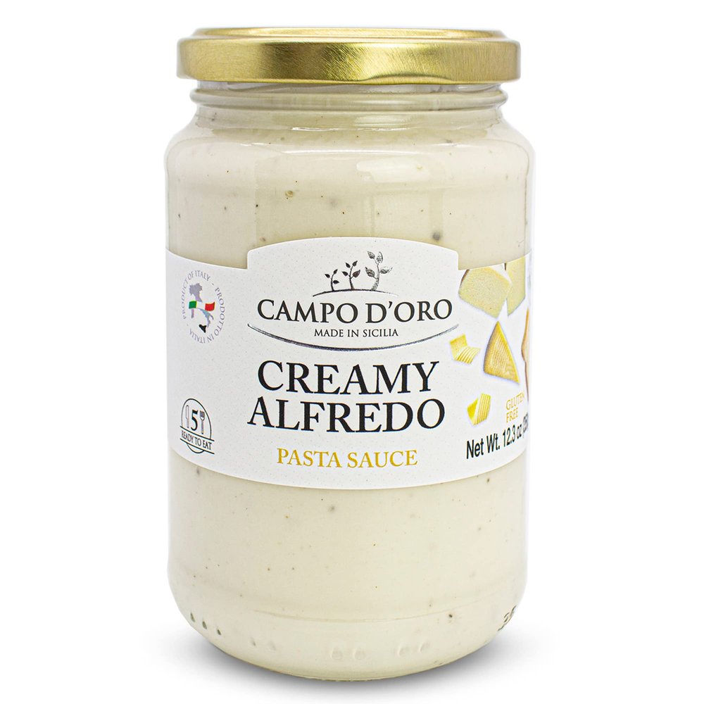 CAMPO D'ORO - Creamy Alfredo Pasta Sauce, 12.3oz (350g), Fettuccine, Made with DOP Parmigiano Reggiano and Pecorino Romano Cheese
