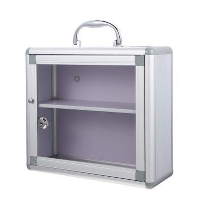 1 Set Multi-Layer Medicine Box with Lock First Aid Cabinet Pill Container Car Community Medicine Case Wall Hanging Medicine Case Aluminum Alloy Office Storage First Aid Kit