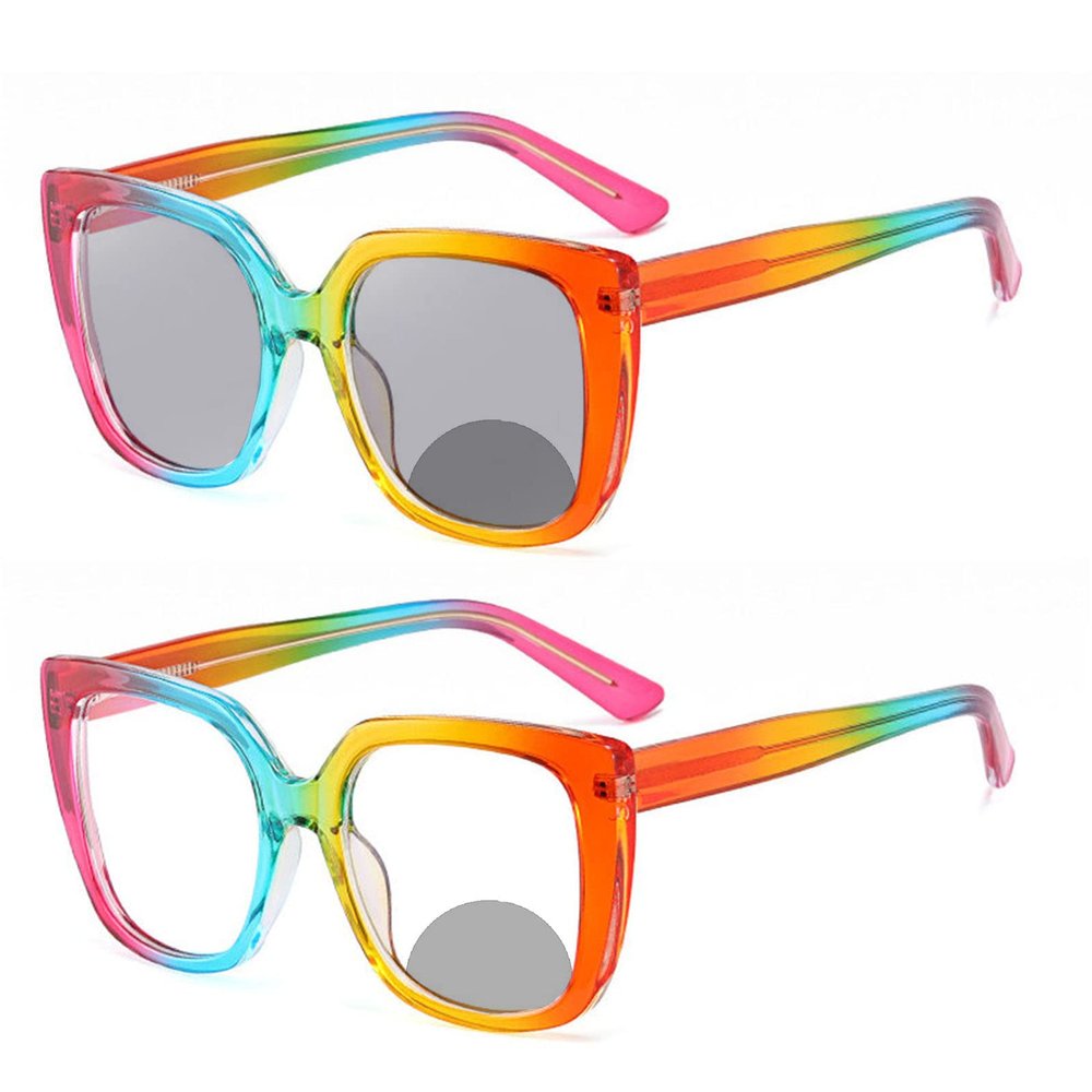 Transition Photochromic Bifocal Reading Glasses for Women cat eye computer Anti-fatigue driving reading sunglasses (rainbow, 3, multiplier_x)