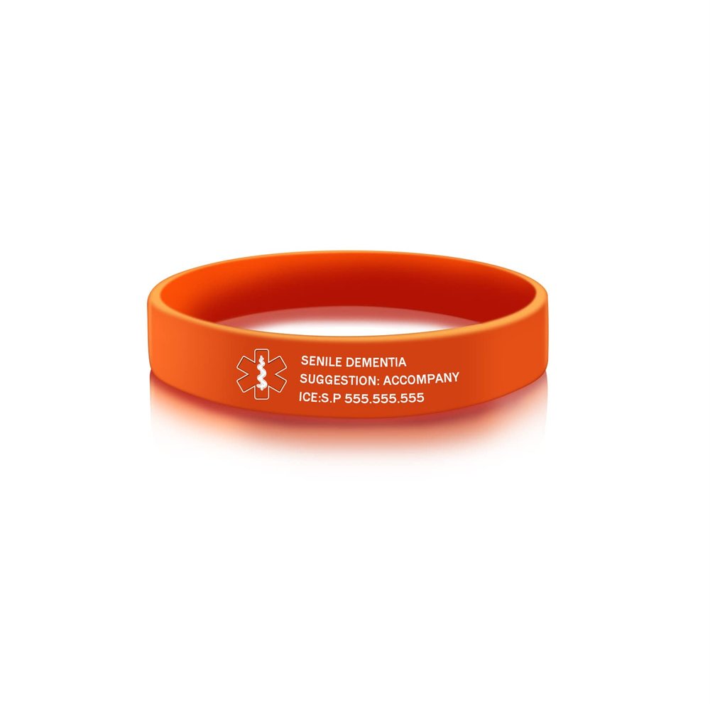 YITUB Personalized Medical ID Bracelet Free Engraving Silicone Alert Bracelet Custom Emergency Bracelets for Men Women (Orange)