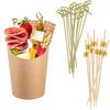 YESTOO Kraft Charcuterie Cups with Bamboo Cocktail Picks Set,200 Picks + 50 Cups 14oz, Disposable French Fries Cups, Appetizer Snack Cups view 1