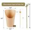 YESTOO Kraft Charcuterie Cups with Bamboo Cocktail Picks Set,200 Picks + 50 Cups 14oz, Disposable French Fries Cups, Appetizer Snack Cups view 2