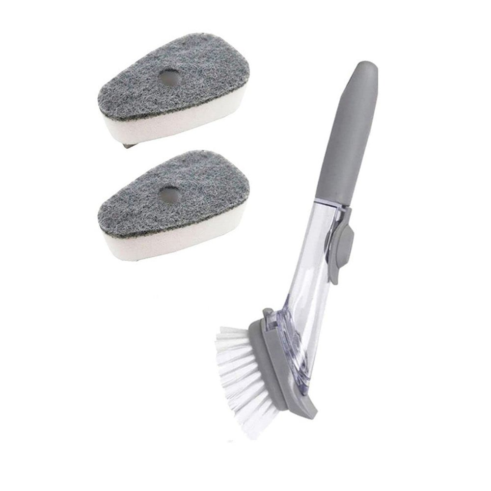 Multifunctional Dish Scrubber Brush with Liquid Dispenser, Long Handle Dishwashing Clean Brush with Soap Dispenser