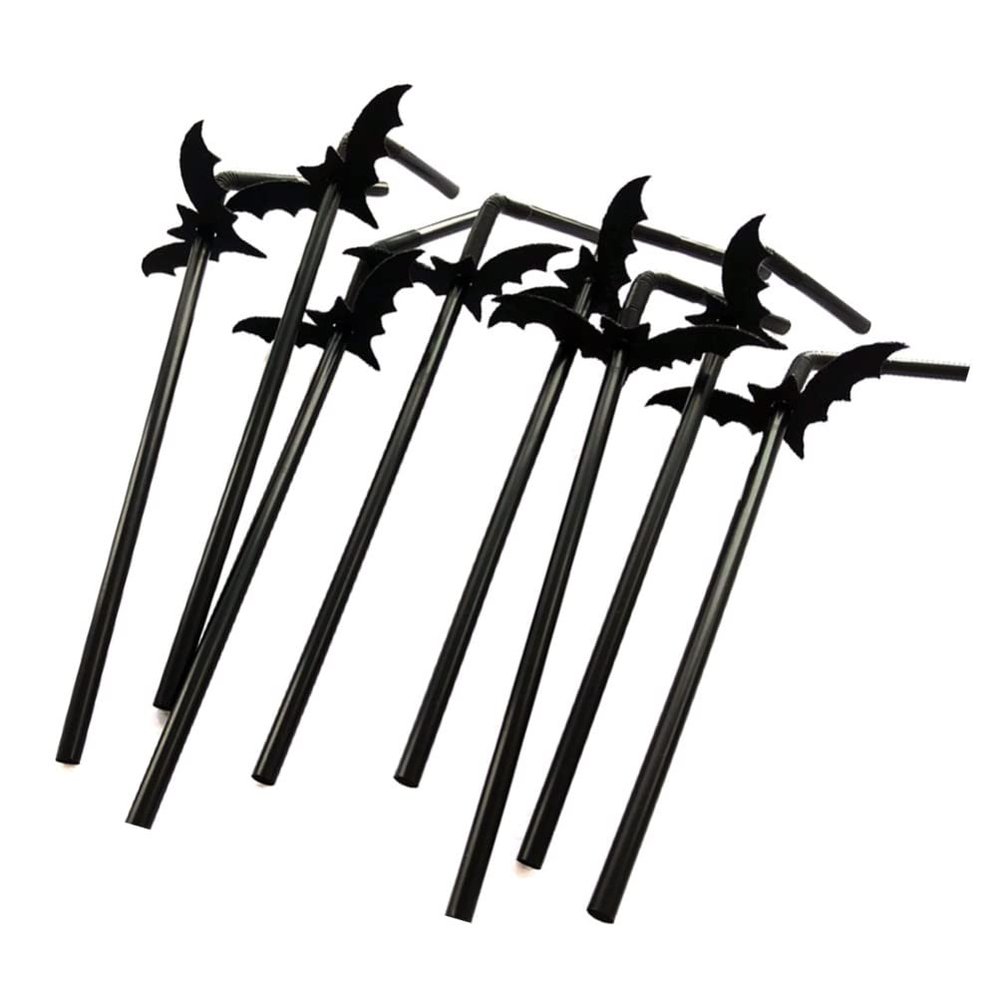 50 Sets Halloween Bat Party Straws Halloween Straws Party Supplies for Drinking