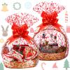 Zonon 20 Pcs Large Christmas Basket Bags 35 x 23 in Clear Cellophane Bags Snowflake Candy Canes Plaid for Xmas Baskets Baby Showers(Crutch Style) view 1