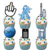 18pcs Blue White Glitter Dessert Cupcake Topper Needle Nurse Blood Draw Care Awareness Healthy Theme Decor Supplies Diabetes Survivor Warrior Happy Birthday Party Decoration view 1