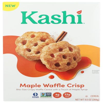 Kashi Organic Bite Size Maple Waffle Crisp Flavor, USDA Organic, Non GMO, Whole Grains, Kosher Certified, 9.5 Ounce (Pack of 8)