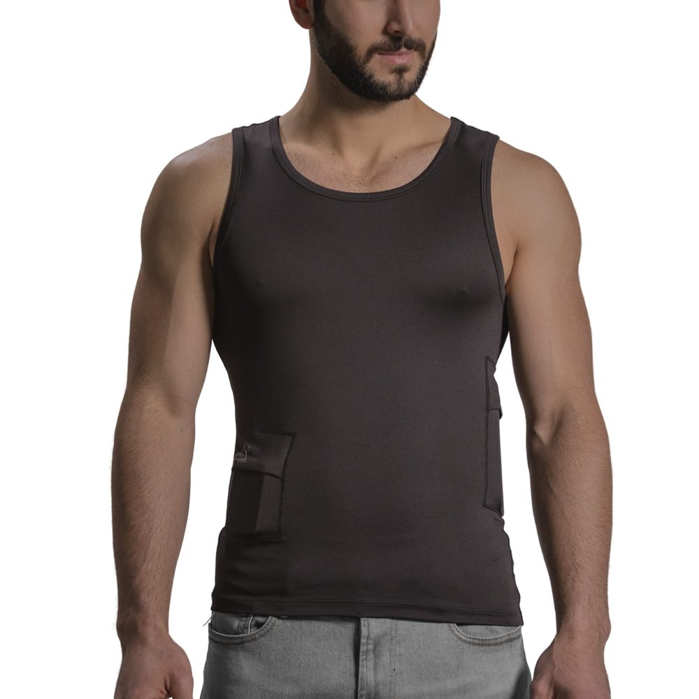 RevelWear Scoop Neck Tank Top for Men with Insulin Pump Pocket - Insulin Pump Clothing for Diabetics Red