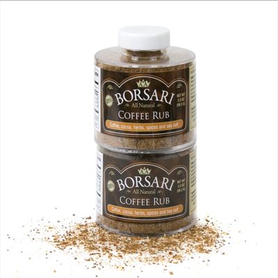 Borsari Coffee Rub Seasoning 2-Shaker Gift Set - Gourmet Rib Rub Seasoning and Dry Rub - Coffee Rub Seasoning with Cocoa - All Natural Coffee Rub for Meat (Coffee Rub 3.5 oz, Pack of 2)