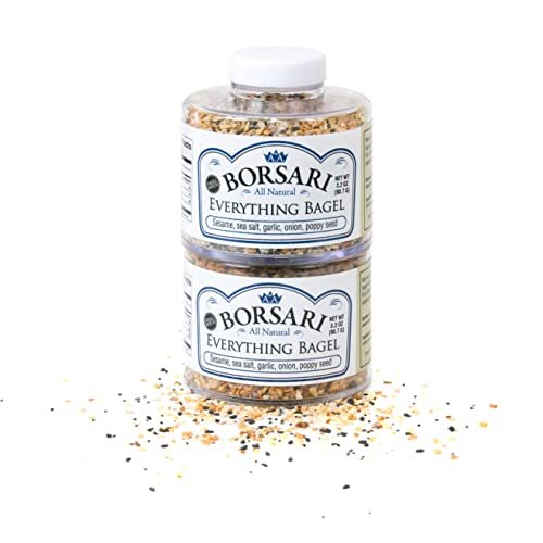 Borsari Seasoned Salt 2-Shaker Gift Set - Everything Bagel Seasoning Blend - Gourmet Seasonings For Steak, Fish, Poultry, & More - (3.2oz Shaker Bottles)
