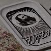 ZIG-ZAG Small Metal Rolling Tray with Vintage White Design, 10.75" x 6.5" - Ideal for Rolling Enthusiasts view 2