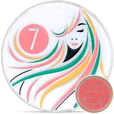 7 Year Sobriety Coin | A Sober Woman Triplate AA Chip | Glow in The Dark Anniversary Token Recovery Gift for Women