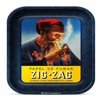 ZIG-ZAG Metal Rolling Tray, Vintage Blue Elegant Design, Sleek Finish and Smooth Rounded Corners - Large (13.4" x 10.8") -