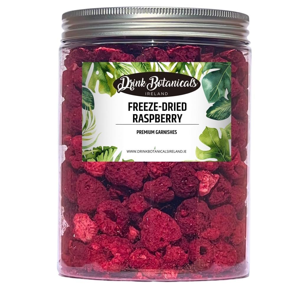 Freeze Dried Raspberries | Dried Bulk Raspberries | 200 + Pieces | 100% Natural | Gluten Free | Garnishing Cocktails, Cake Decoration, Baking, Fruit, Sorbet, Tea Cooking | 3.17 oz | 90 Grams | PET Jar