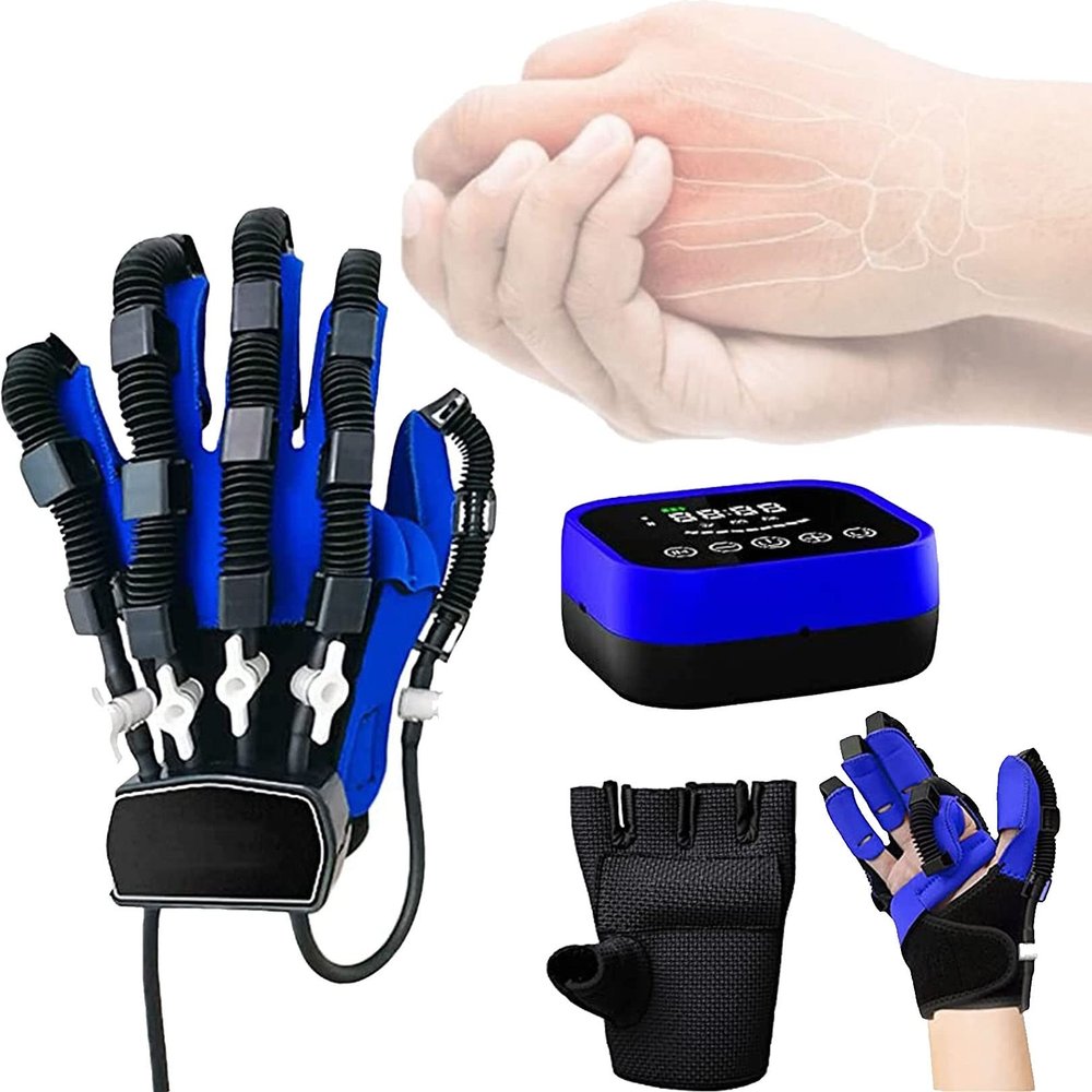 JIONET Rehabilitation Health Machine for Finger, Robot Gloves Stroke Hand Exercise Hand Function Robotic Gloves, Recovery Finger Device (Color : Left Hand, Size : Medium)