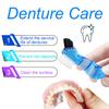 Keedolla 2 Pack Cute Denture Cups Denture Bath Container for Soaking False Teeth, Denture Storage Container Soaking Bath Case with 2 Brush - Blue and White view 3