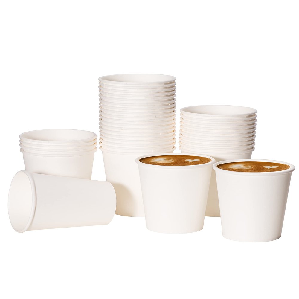 RACETOP [300 count] Paper Coffee Cups 8 oz, Disposable Coffee Cups, Hot Beverage, Ideal for Pub, Party, Office White