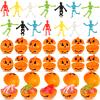 96 Pcs Halloween Pumpkin Candy Box with Stretchy Toys Set Pumpkin Treat Containers Mini Pumpkin Candy Gift Boxes with Sticky Toys Mini Gift Holder for Bag Fillers Supplies (Mixed Colors, Skeleton) view 1