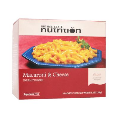 Nutmeg State Nutrition  High Protein Entree, Low Calorie, Bariatric Diet Friendly, Ideal Protein Compatible, 3 Servings Per Box (Macaroni and Cheese)