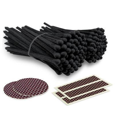4" All Black Matches (100 Count, with Striking Stickers Included) | Decorative Unique & Fun for Your Home, Gifts, Accessories & Events | Premium Long Wood Safety Matches by Thankful Greetings