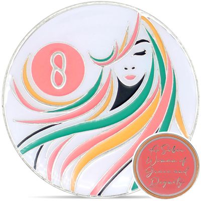 8 Year Sobriety Coin | A Sober Woman Triplate AA Chip | Glow in The Dark Anniversary Token Recovery Gift for Women