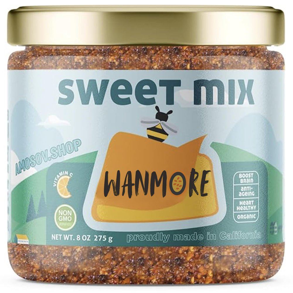 AMOSOV Sweet Mix 8 fl oz - Delicious 100% All Natural Honey, Nuts, Dried Fruits. Intensely Flavorful, Very Healthy Snack Full of Vitamins, Low Fat & Carbs, Fiber, Youthful Antioxidants