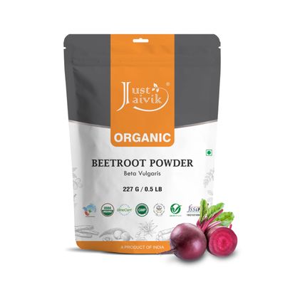 Just Jaivik Beetroot Powder Organic 227 gm / 0.5 lb | Natural Nitric Oxide Booster | Superfood for Healthy Heart | Supports Blood Circulation & Stamina |Gluten Free & Vegan