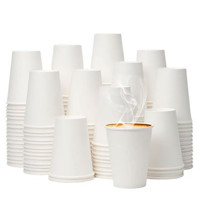 YEEHAW 12 oz 300 Pack Disposable Paper Coffee Cups, Bulk White Hot to Go Cups for Hot Coffee, Hot Liquid, Chocolate, Juice, Hot Beverage Drinkings, Ideal for Cafes, Bistros, Office and Family