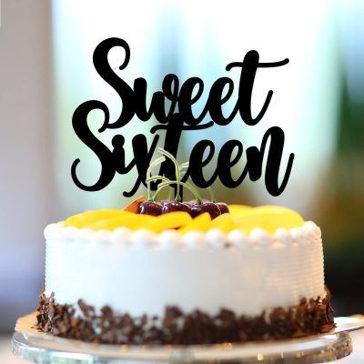 16th Birthday Cake Decorations Happy Birthday Cake Topper Sweet 16 Custom Name Any Age Number Sixteen 16 Years Old 16th Anniversary Birthday Keepsake Gifts For Family Friends Acrylic Black
